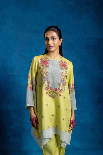 Sougat Paul Baghira Appiqued Layered Kurta Set indian designer wear online shopping melange singapore 