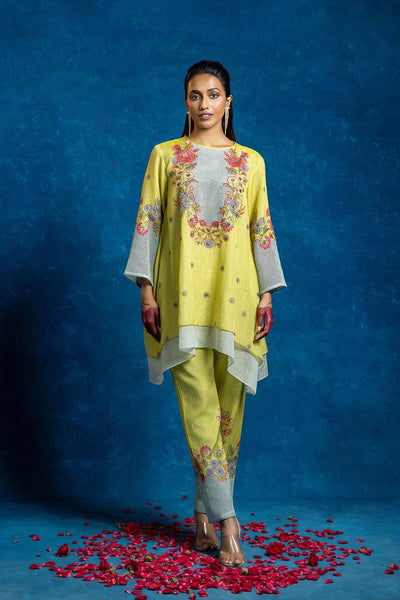 Sougat Paul Baghira Appiqued Layered Kurta Set indian designer wear online shopping melange singapore 
