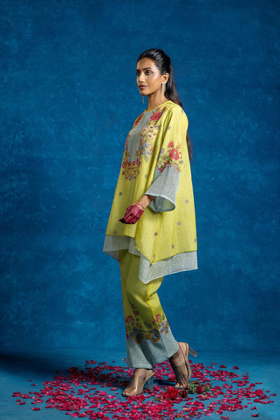 Sougat Paul Baghira Appiqued Layered Kurta Set indian designer wear online shopping melange singapore 