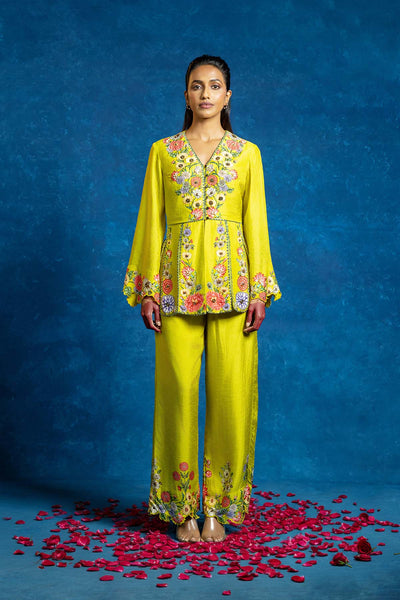 Sougat Paul Baghira Embellished Panelled Pant Set indian designer wear online shopping melange singapore 