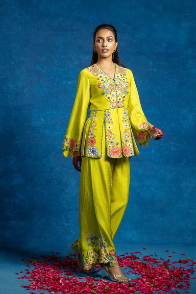 Sougat Paul Baghira Embellished Panelled Pant Set indian designer wear online shopping melange singapore 