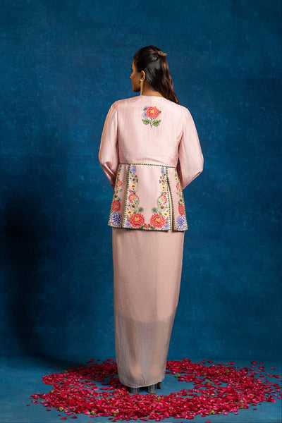 Sougat Paul Baghira Embellished Panelled Top With Drape Skirt indian designer wear online shopping melange singapore 