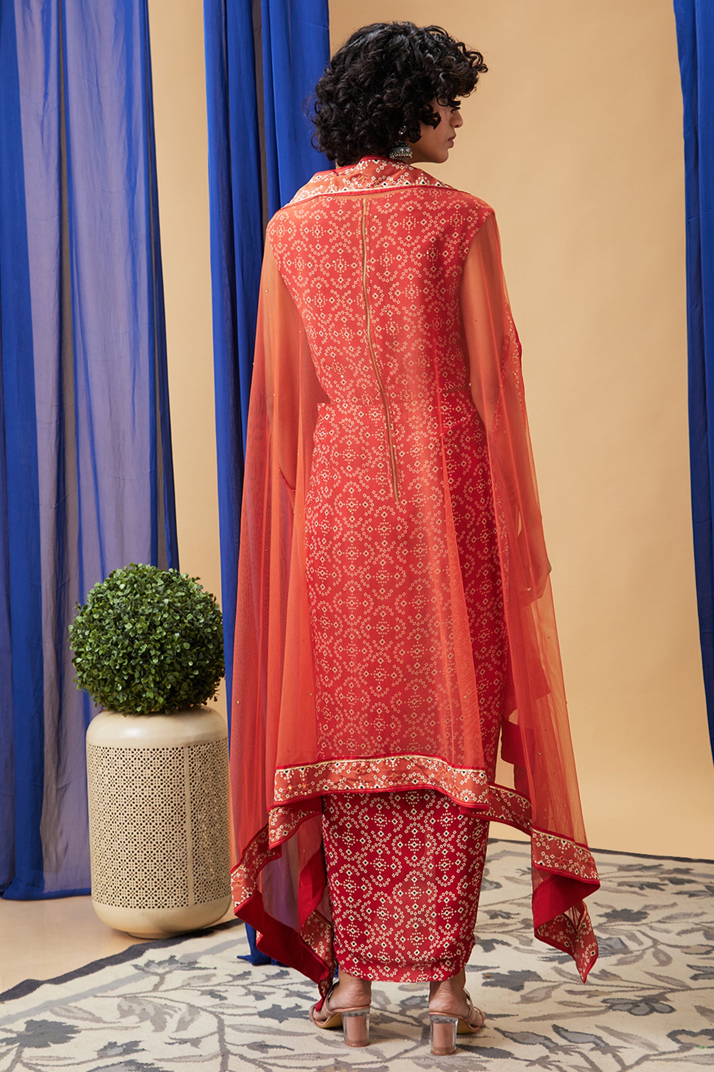 Sougat Paul Bandej Drape Dress With Cape indian designer wear online shopping melange singapore