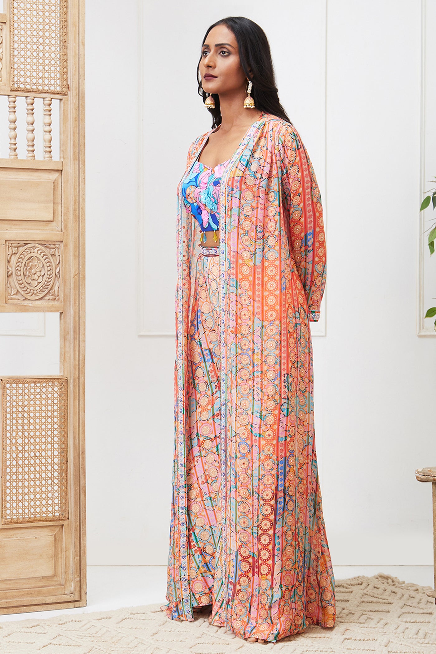 Sougat Paul Benazir Embroidered Co-Ord Set With Jacket indian designer wear online shopping melange singapore
