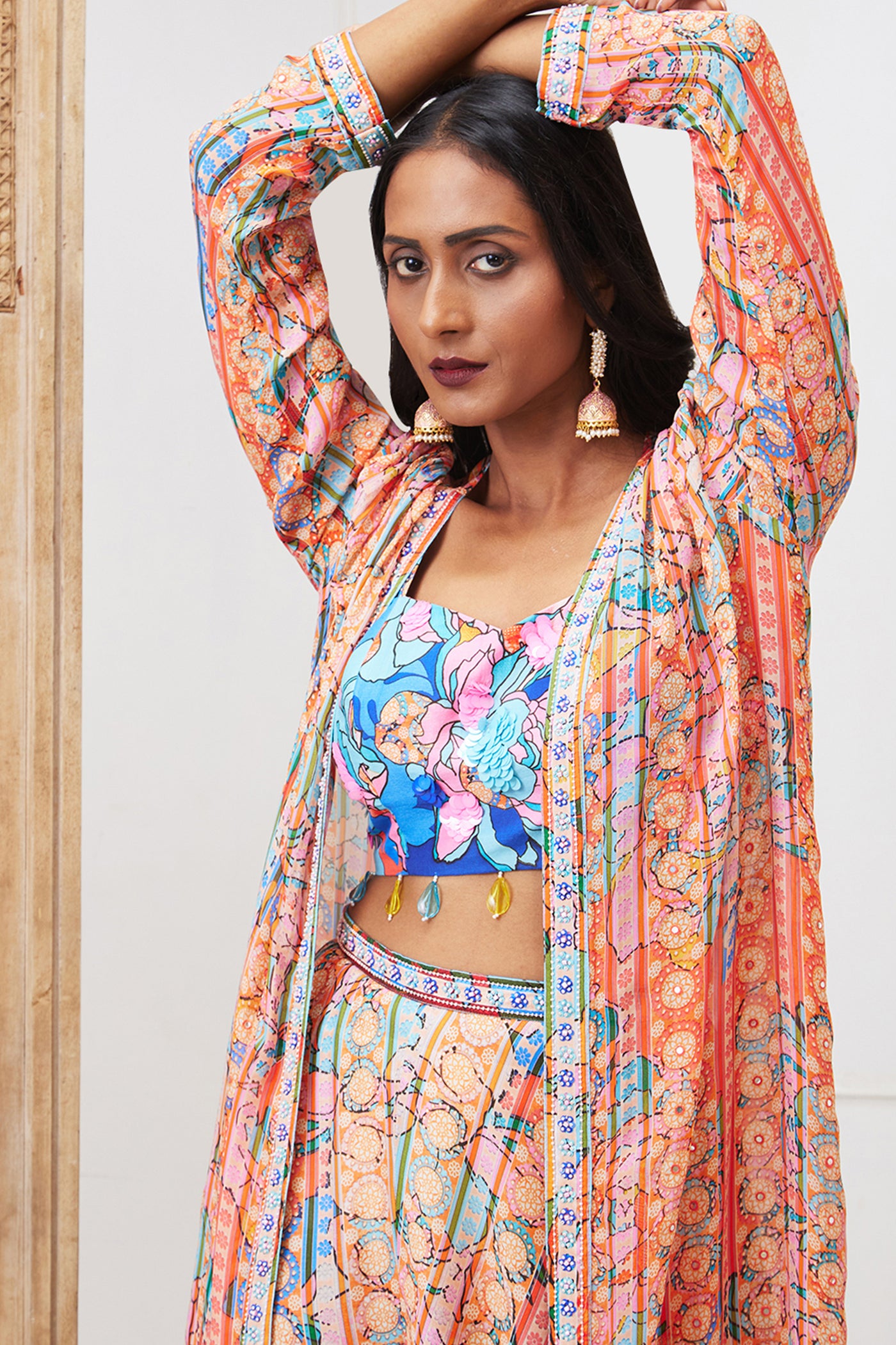Sougat Paul Benazir Embroidered Co-Ord Set With Jacket indian designer wear online shopping melange singapore