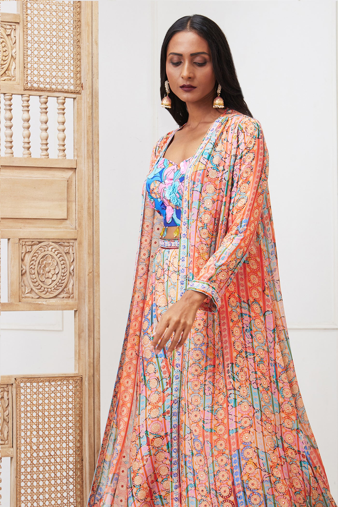 Sougat Paul Benazir Embroidered Co-Ord Set With Jacket indian designer wear online shopping melange singapore