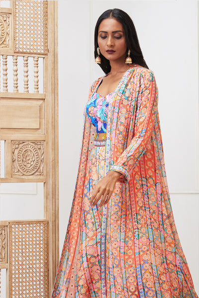 Sougat Paul Benazir Embroidered Co-Ord Set With Jacket indian designer wear online shopping melange singapore