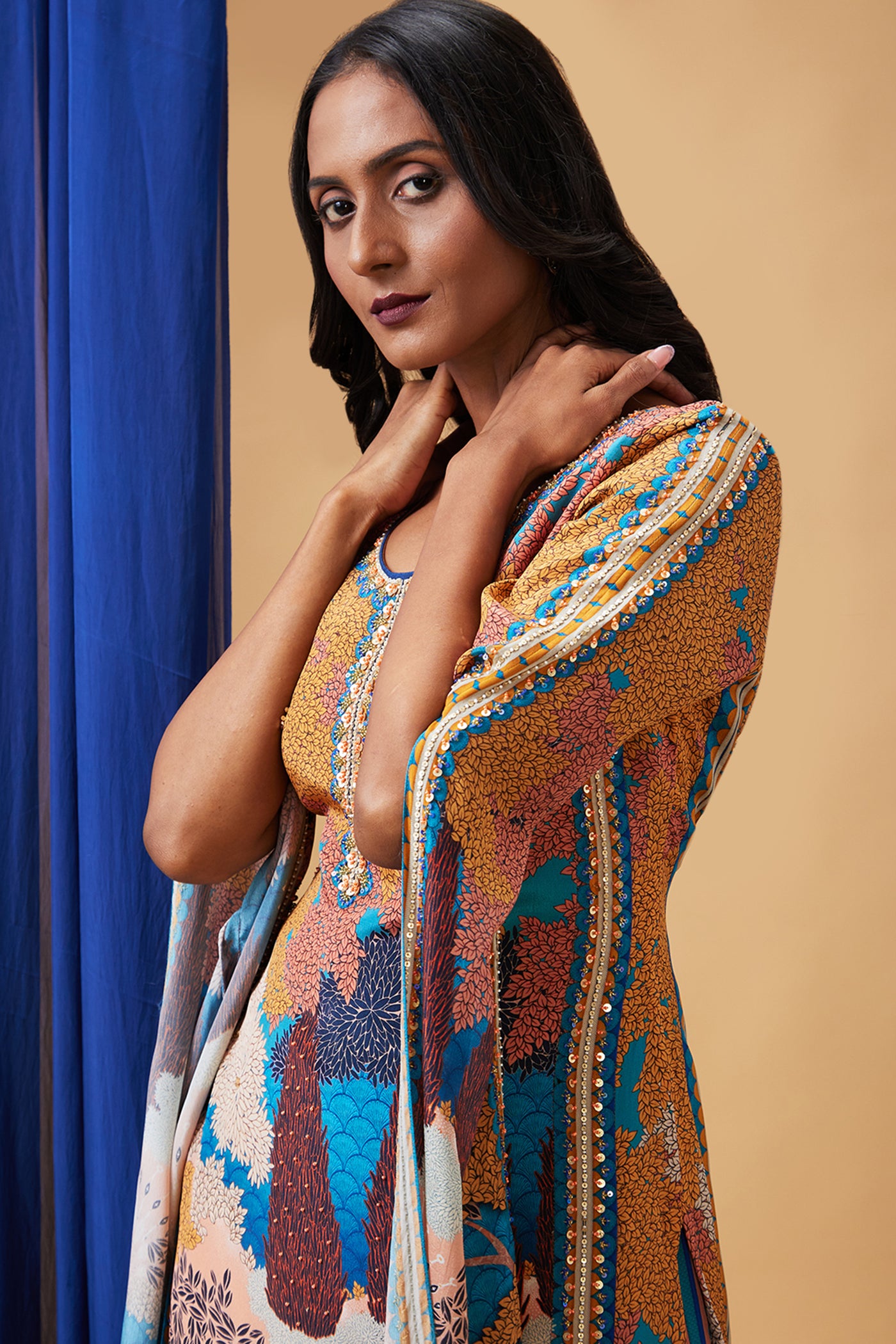 Sougat Paul Benazir Embroidered Kurta Set indian designer wear online shopping melange singapore