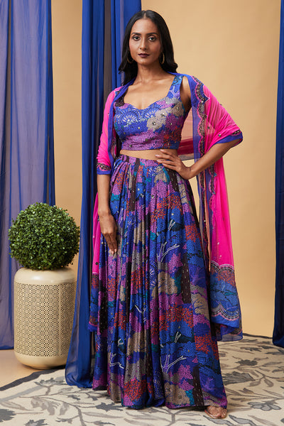 Sougat Paul Benazir Embroidered Lehenga Set indian designer wear online shopping melange singapore