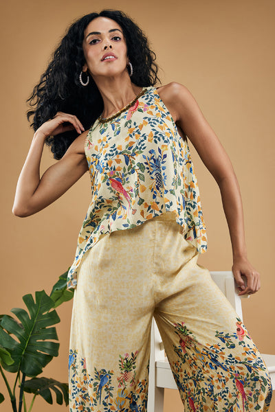 Sougat Paul Bird And Tile Printed Co-Ord Set indian designer wear online shopping melange singapore