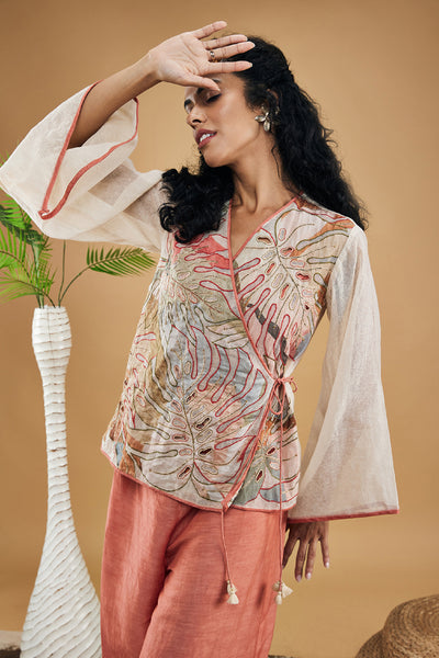 Sougat Paul Conversational Patchwork Top And Pants indian designer wear online shopping melange singapore