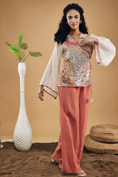 Sougat Paul Conversational Patchwork Top And Pants indian designer wear online shopping melange singapore