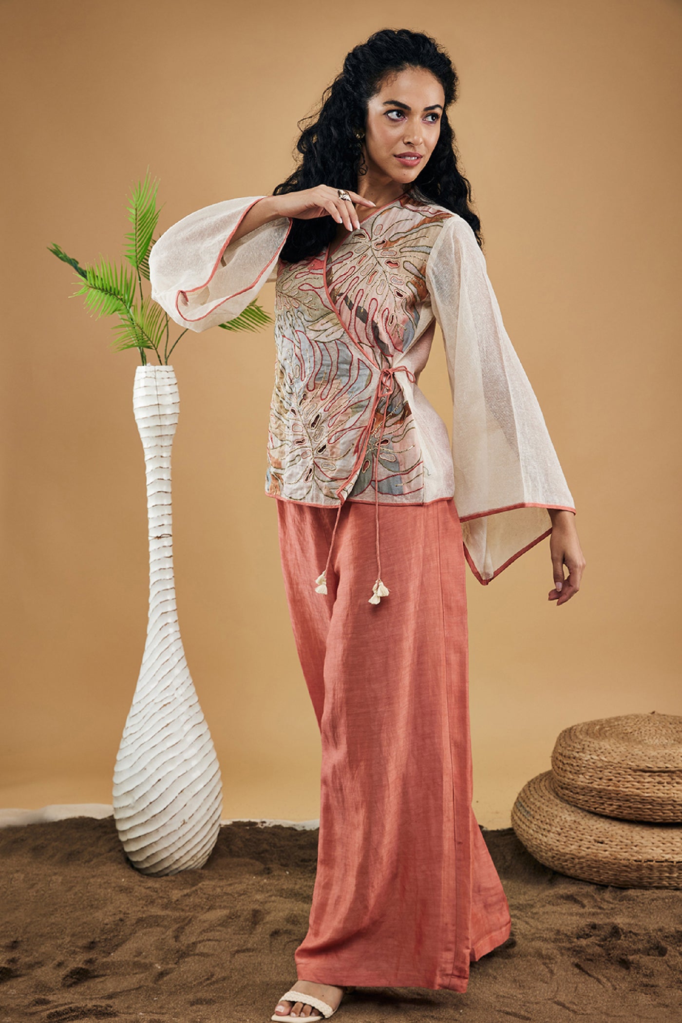 Sougat Paul Conversational Patchwork Top And Pants indian designer wear online shopping melange singapore