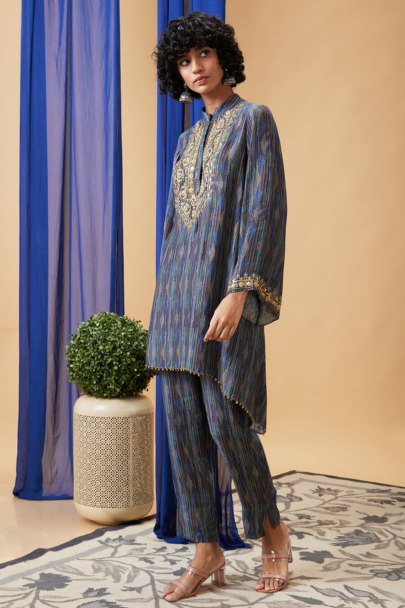 Sougat Paul Elara Embroidered Kurta Set indian designer wear online shopping melange singapore