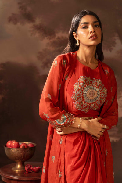 Sougat Paul Eraya Embellished Drape Dress Set indian designer wear online shopping melange singapore
