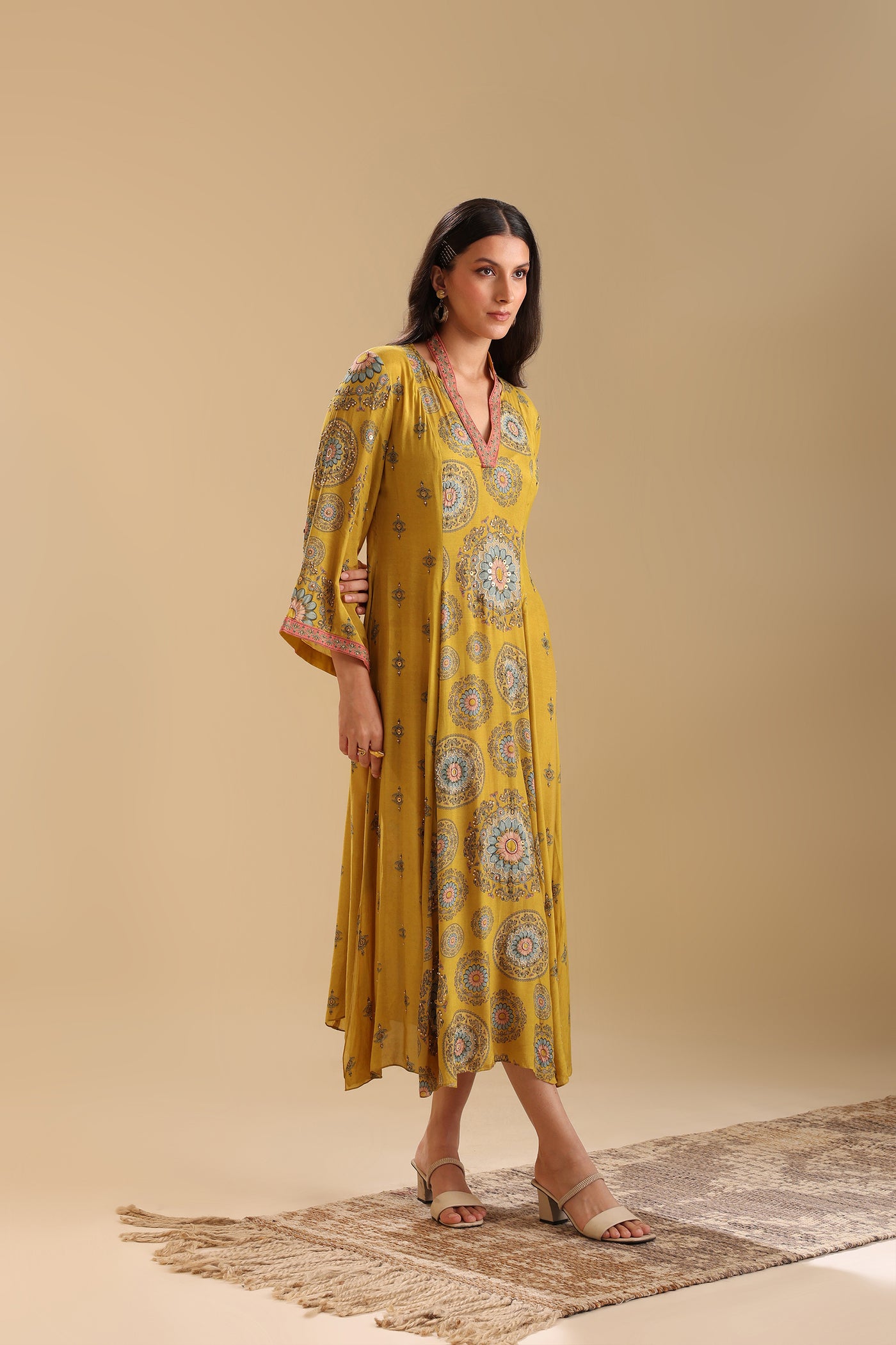 Sougat Paul Eraya Embellished V-neck Dress indian designer wear online shopping melange singapore