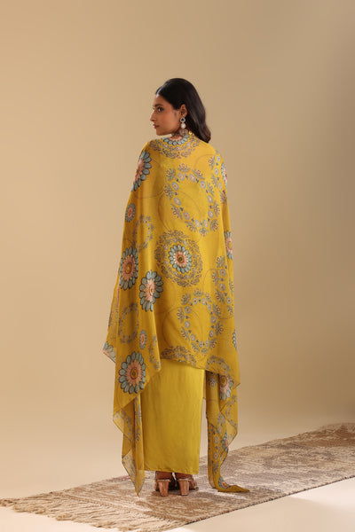 Sougat Paul Eraya Embellished Drape Skirt Set With Cape indian designer wear online shopping melange singapore