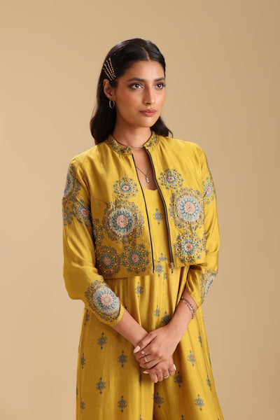 Sougat Paul Eraya Embellished Jumpsuit Set Yellow indian designer wear online shopping melange singapore