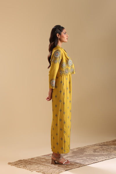 Sougat Paul Eraya Embellished Jumpsuit Set Yellow indian designer wear online shopping melange singapore