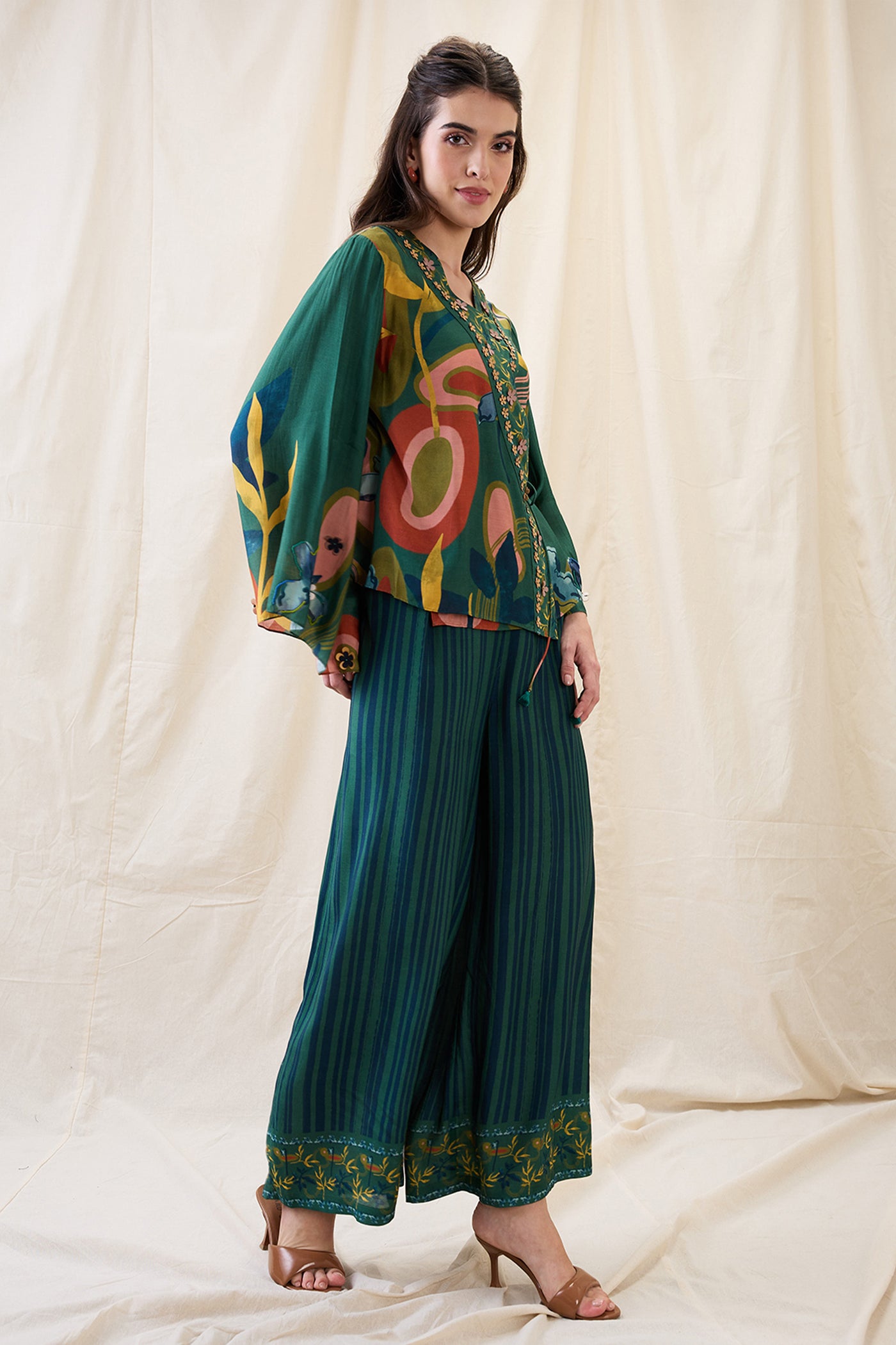 Sougat Paul Flora Embellished Angarkha Set indian designer wear online shopping melange singapore 