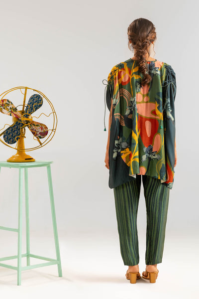 Sougat Paul Flora Embellished Co-ord Set Green indian designer wear online shopping melange singapore