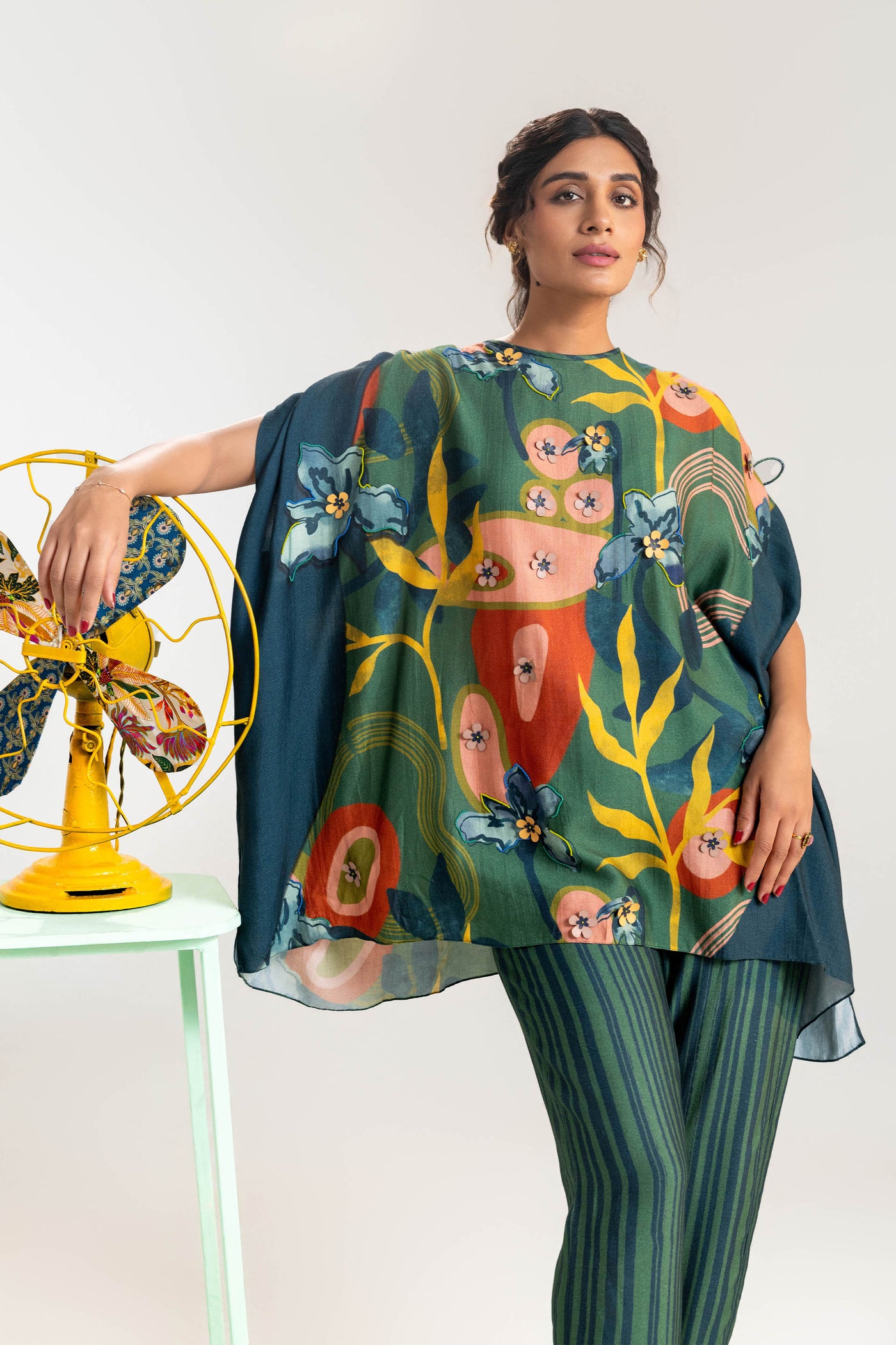 Sougat Paul Flora Embellished Co-ord Set Green indian designer wear online shopping melange singapore