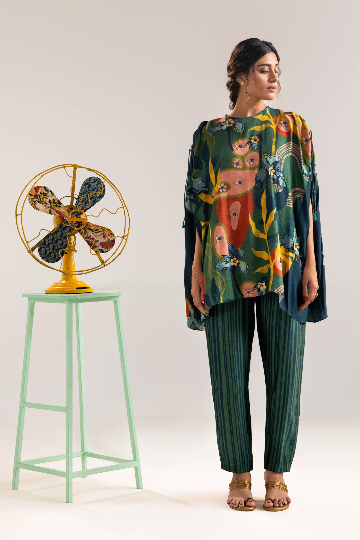 Sougat Paul Flora Embellished Co-ord Set Green indian designer wear online shopping melange singapore