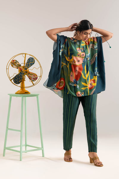 Sougat Paul Flora Embellished Co-ord Set Green indian designer wear online shopping melange singapore