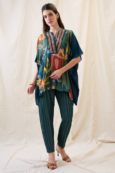 Sougat Paul Flora Embellished Co-ord Set Indian designer wear online shopping melange singapore