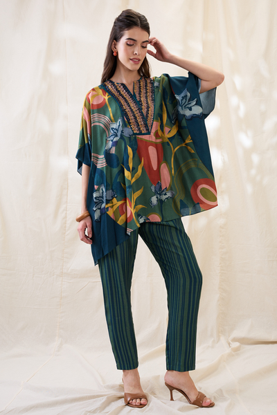Sougat Paul Flora Embellished Co-ord Set Indian designer wear online shopping melange singapore