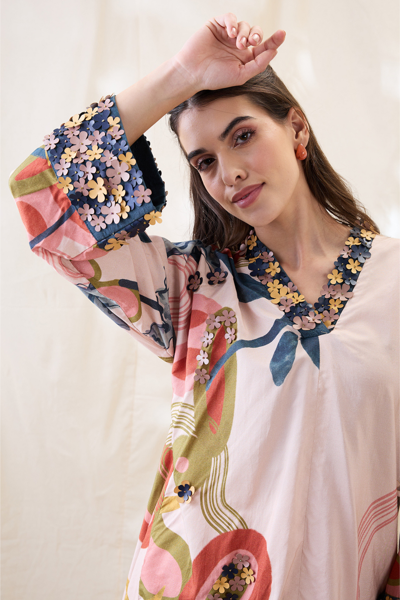 Sougat Paul Flora Embellished Kurta Set Indian designer wear online shopping melange singapore