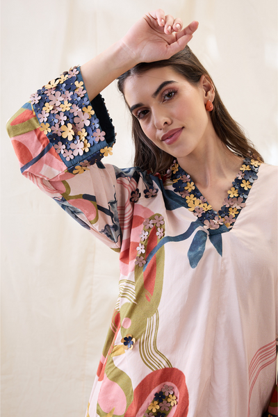 Sougat Paul Flora Embellished Kurta Set Indian designer wear online shopping melange singapore