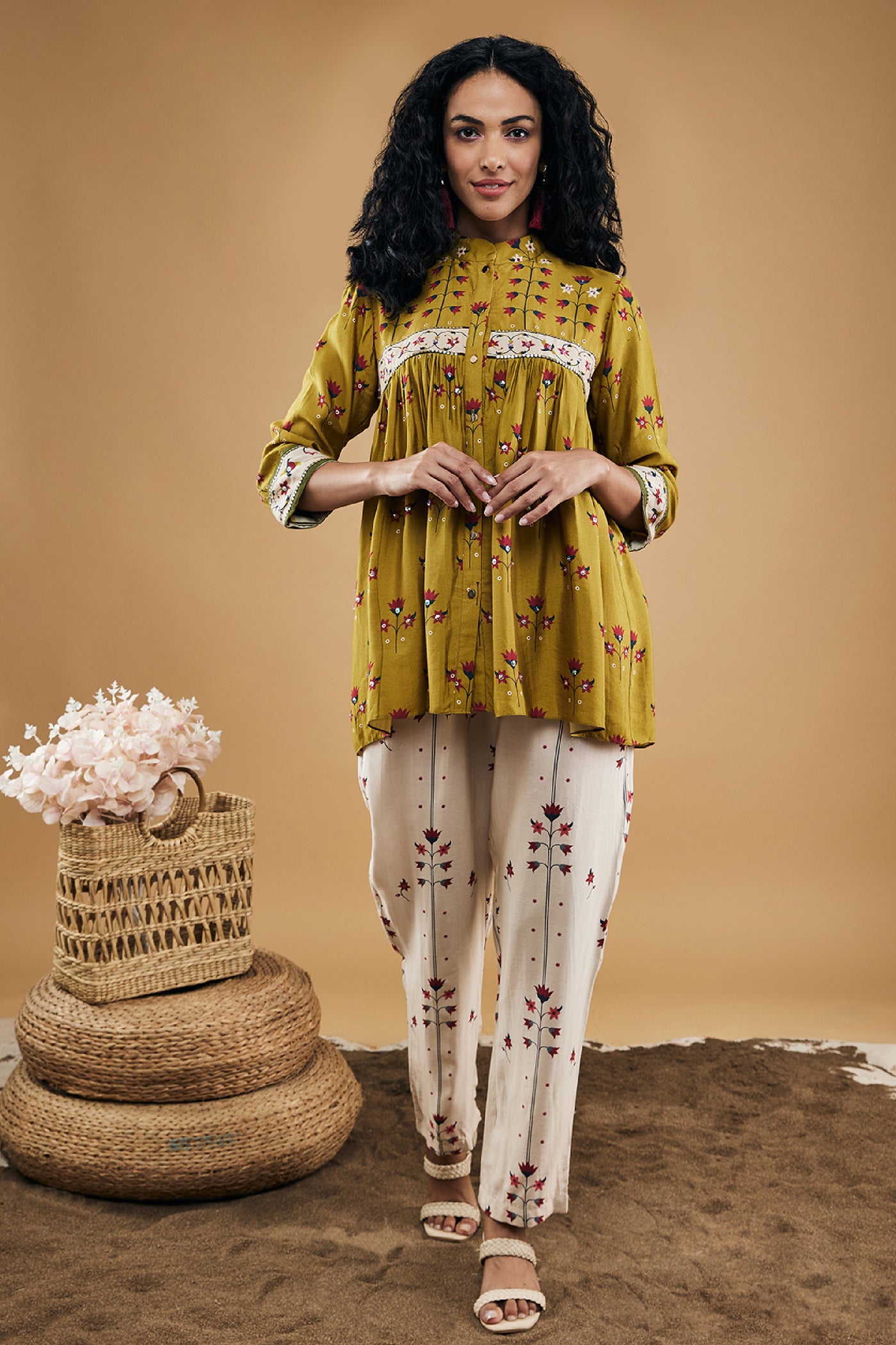 Sougat Paul Floral Printed Co-ord Set indian designer wear online shopping melange singapore
