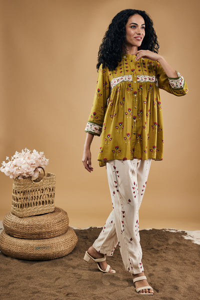 Sougat Paul Floral Printed Co-ord Set indian designer wear online shopping melange singapore