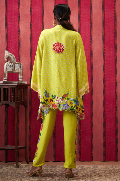 Sougat Paul Gulista Applique High-Low Shirt With Pants indian designer wear online shopping melange singapore