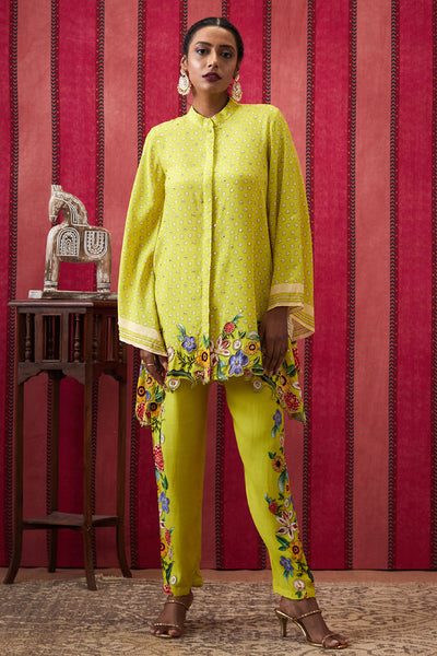 Sougat Paul Gulista Applique High-Low Shirt With Pants indian designer wear online shopping melange singapore