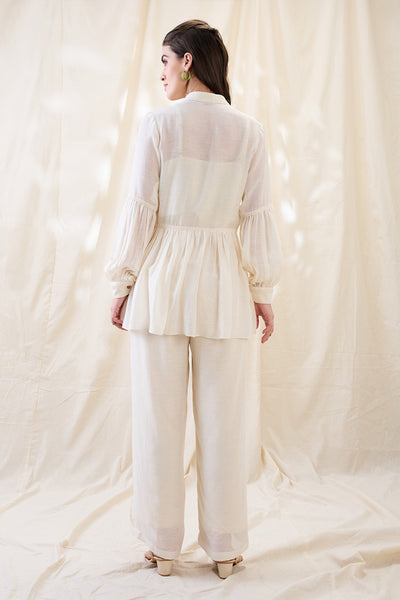 Sougat Paul Gulzaar Appliqued Peplum Top With Palazzos Indian designer wear online shopping melange singapore 