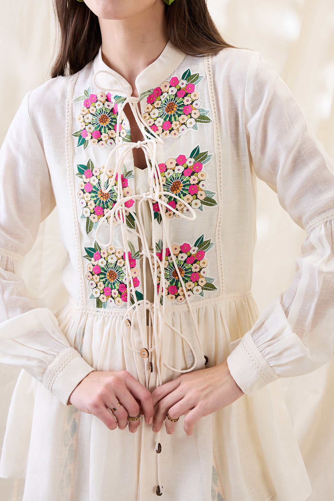Sougat Paul Gulzaar Appliqued Peplum Top With Palazzos Indian designer wear online shopping melange singapore 