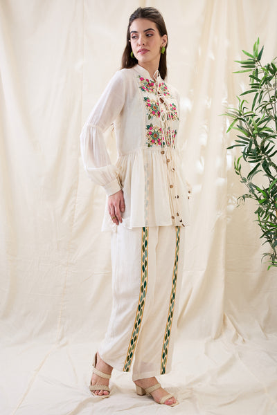 Sougat Paul Gulzaar Appliqued Peplum Top With Palazzos Indian designer wear online shopping melange singapore 