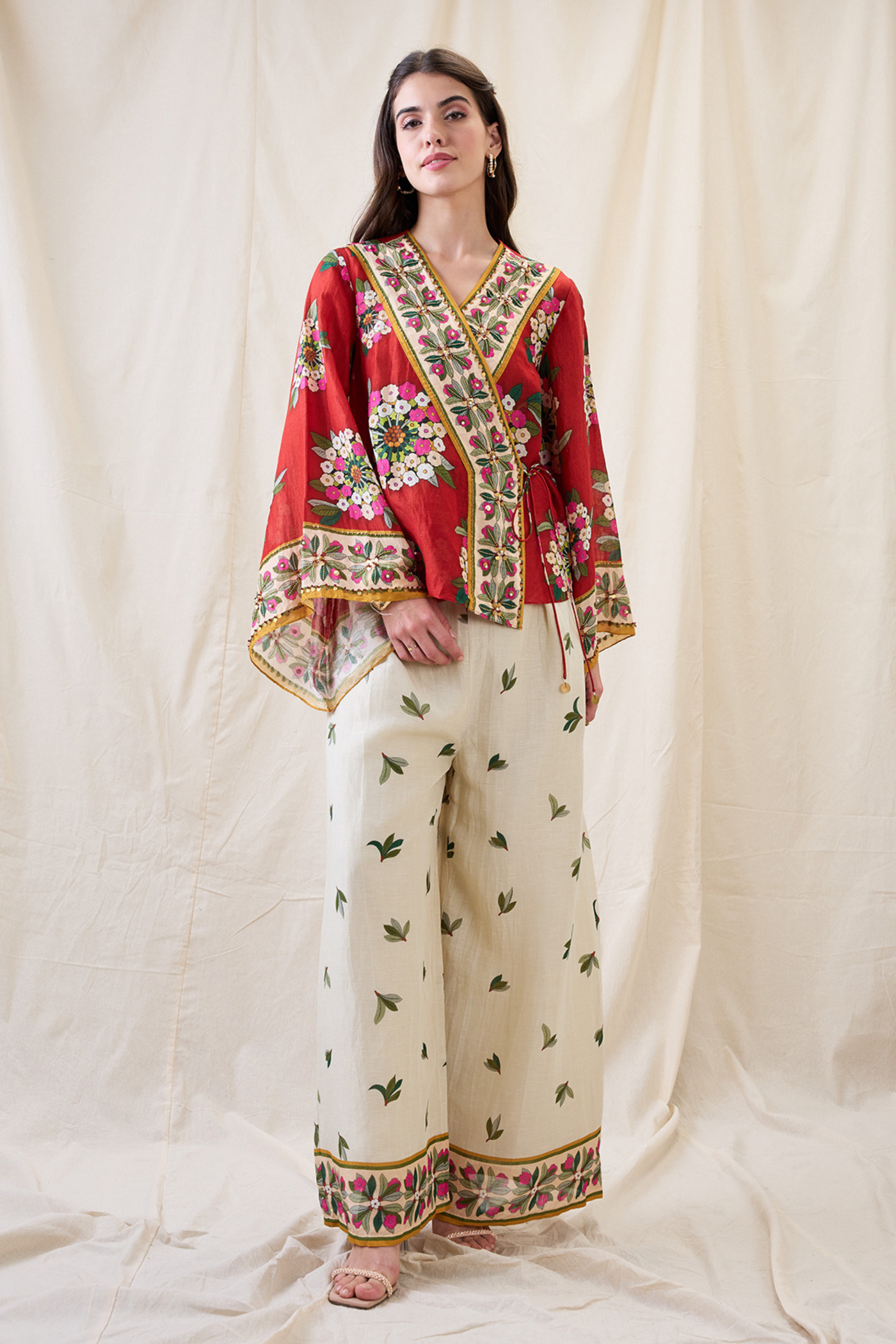 Sougat Paul Gulzaar Embellished Angarkha Set Indian designer wear online shopping melange singapore