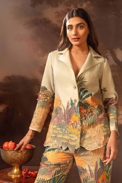 Sougat Paul Kaira Embroidered Blazer Set indian designer wear online shopping melange singapore