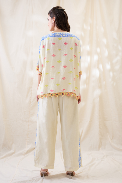Sougat Paul Kitchra Appliqued Kimono Co-ord Set Indian designer wear online shopping melange singapore