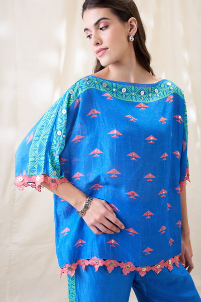 Sougat Paul Kitchra Appliqued Kimono Co-ord Set Indian designer wear online shopping melange singapore