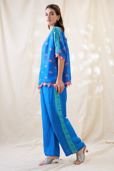 Sougat Paul Kitchra Appliqued Kimono Co-ord Set Indian designer wear online shopping melange singapore