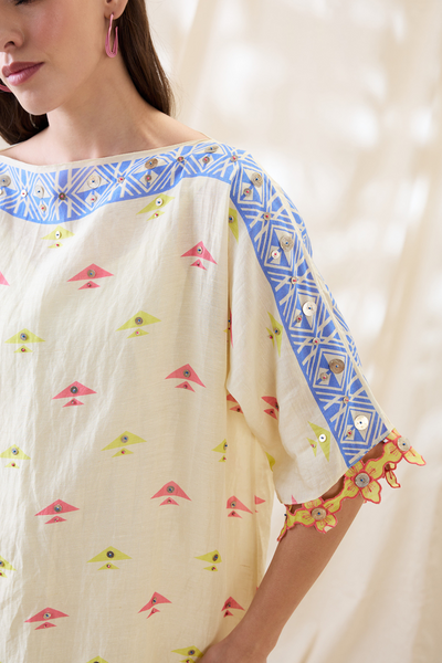 Sougat Paul Kitchra Appliqued Kimono Co-ord Set Indian designer wear online shopping melange singapore