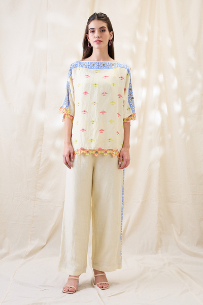 Sougat Paul Kitchra Appliqued Kimono Co-ord Set Indian designer wear online shopping melange singapore