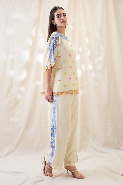 Sougat Paul Kitchra Appliqued Kimono Co-ord Set Indian designer wear online shopping melange singapore