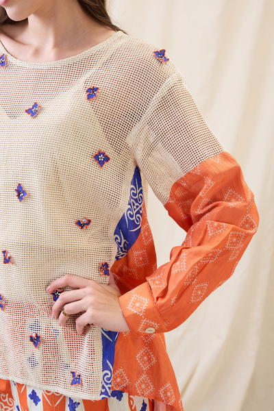 Sougat Paul Kitchra Appliqued Co-ord Set Indian designer wear online shopping melange singapore