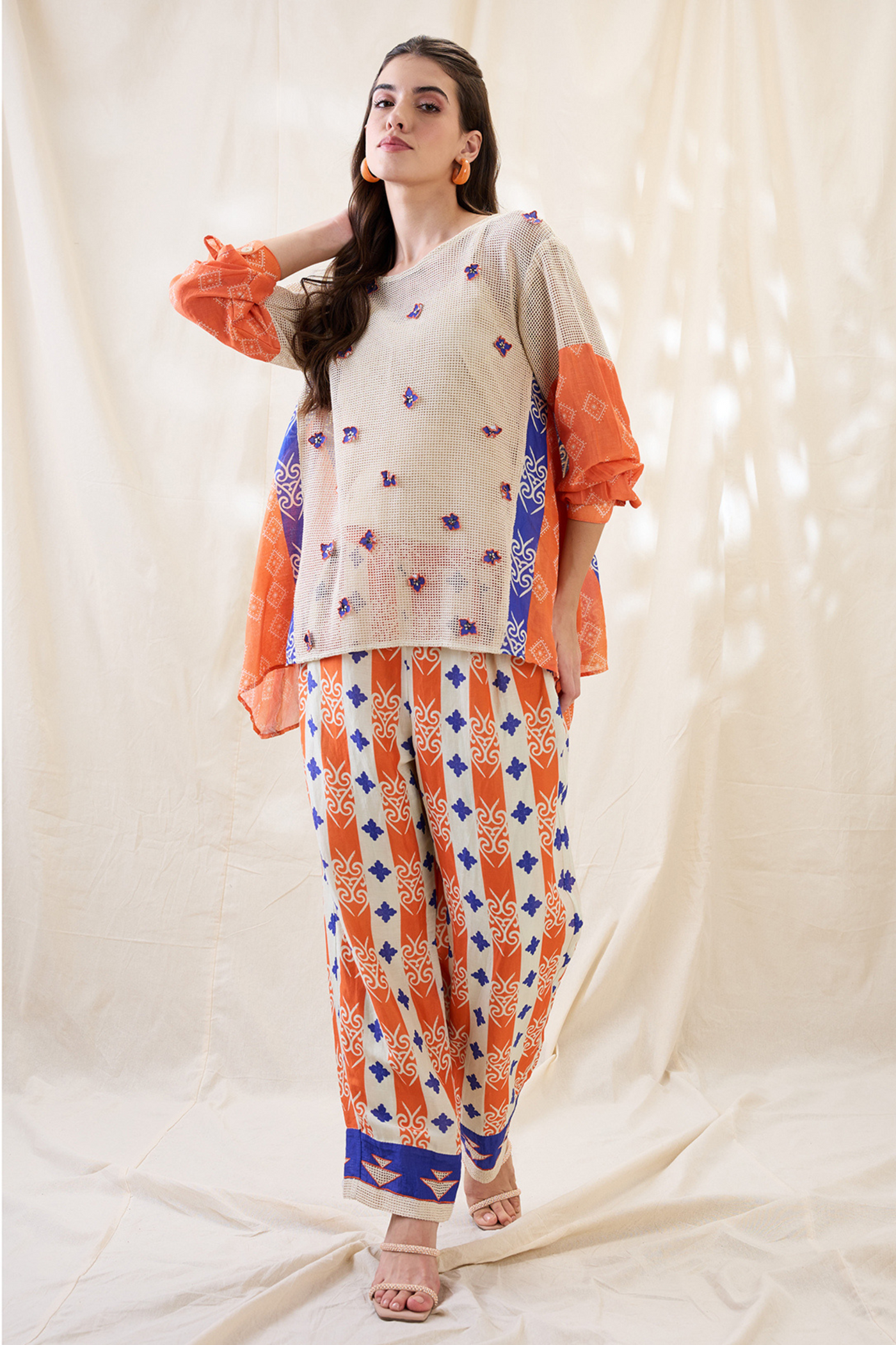 Sougat Paul Kitchra Appliqued Co-ord Set Indian designer wear online shopping melange singapore