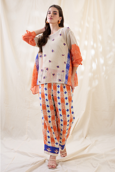 Sougat Paul Kitchra Appliqued Co-ord Set Indian designer wear online shopping melange singapore